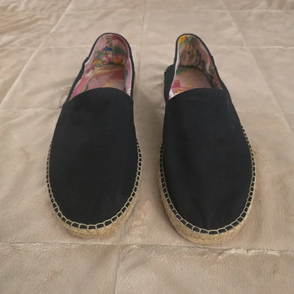 Polo Ralph Lauren Cevio Slip Mens 8D Black Canvas Espadrille Slip On Shoes Pony